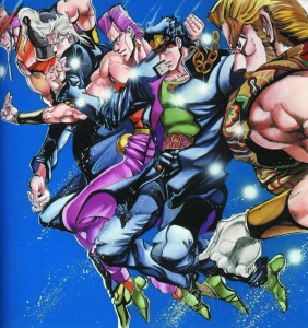 Jotarô Kujô accompagné de ses alliés