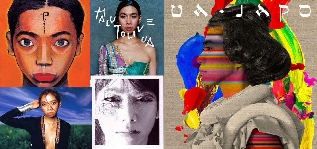     De gauche à droite : du 1er au dernier album, une identité visuelle cohérente et affirmée