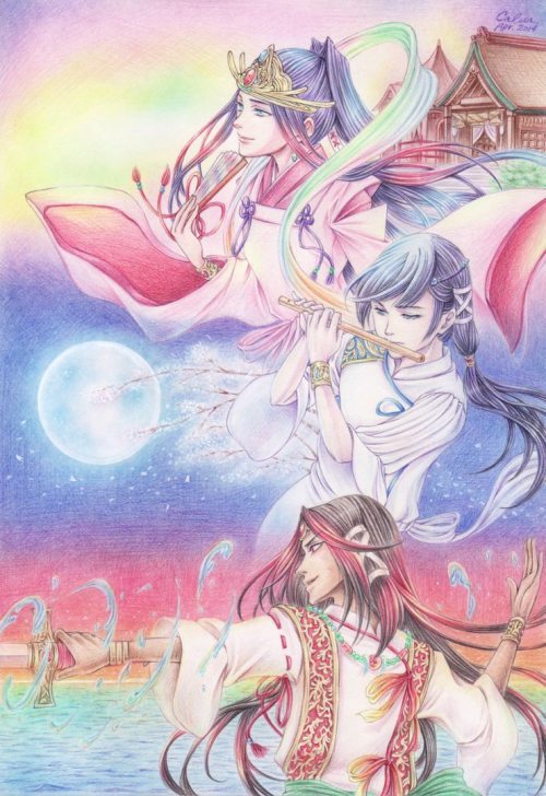 Susanoo, Amaterasu et Tsukuyomi par Calur [Deviant Art]