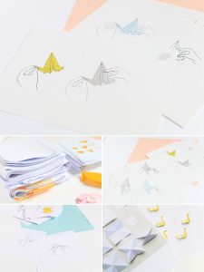 dessins pour illustrer le livre L'origami comme par magie