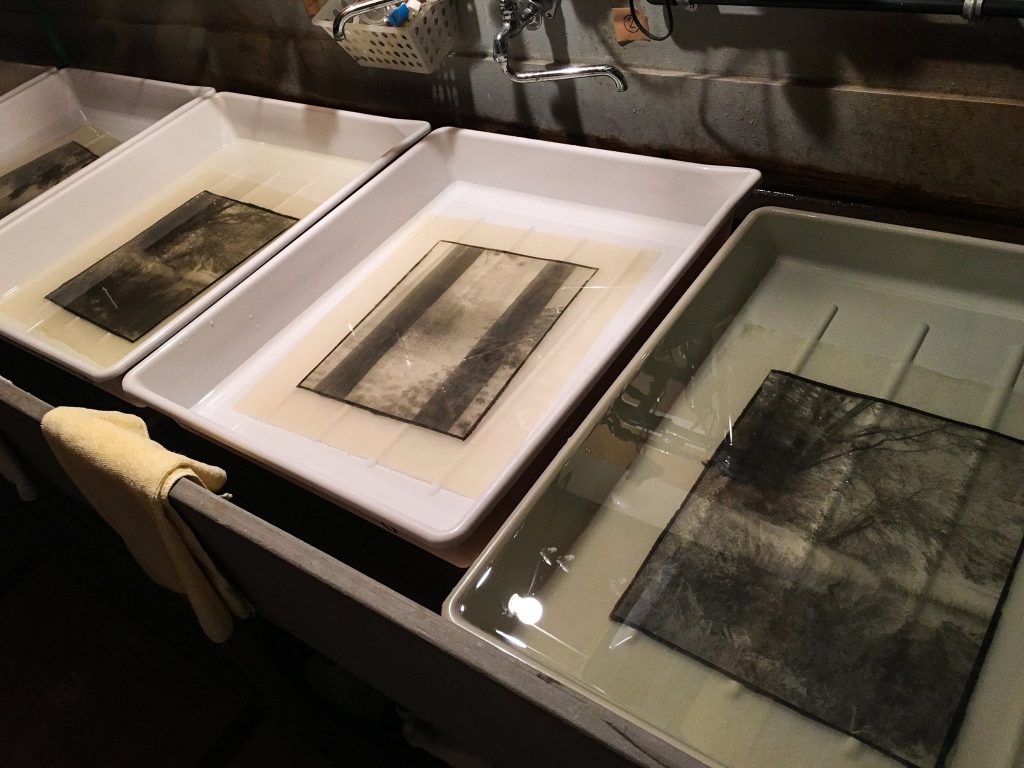 Développement des photographies avec la méthode palatine palladium.