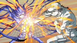 Globule blanc face à une bactérie pneumocoque (Streptooccus pneumoniae)