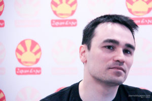Romain Lemaire lors de son interview à Japan Expo 2018