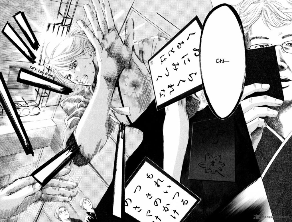 Une mise en scène très dynamique du karuta / CHIHAYAFURU © Yuki Suetsugu / KODANSHA Ltd.