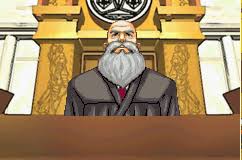 Ace Attorney juge tribunal barbe chauve