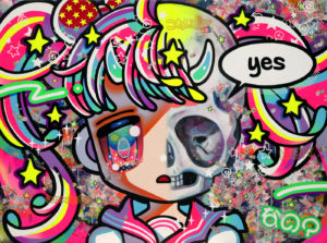 Un tableau réalisé par Hikari Shimoda à l'occasion de l'exposition Silence and affirmation