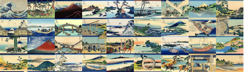 Les 36 vues du mont Fuji par Hokusai en 1820