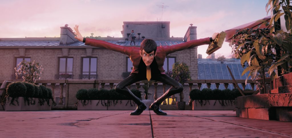 Lupin III qui fait le singe sur le toit