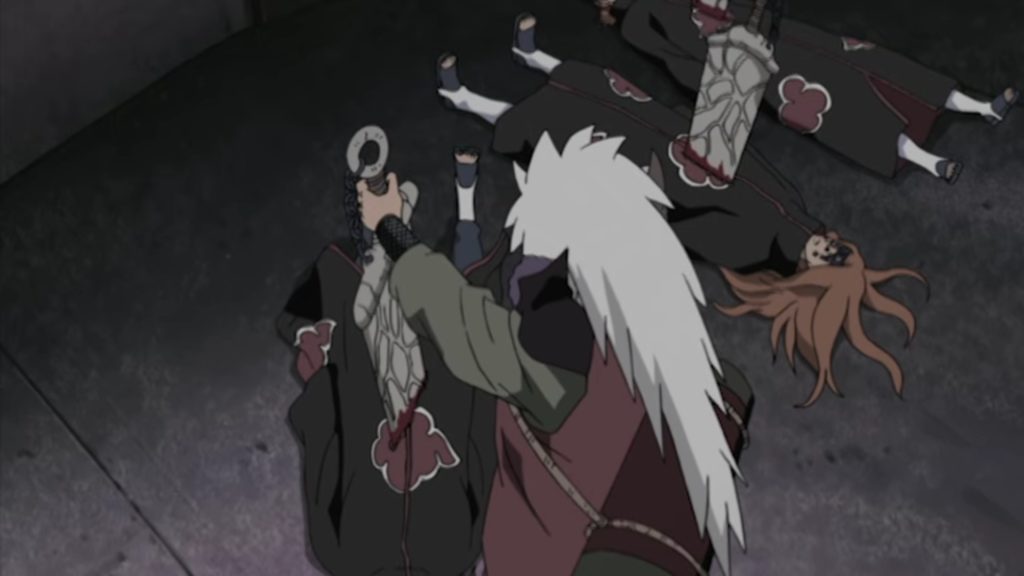 Jiraya tuant les 3 Pain