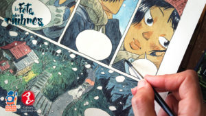 La fête des ombres, détail de peinture par Atelier Sentô, éditions Issekinicho