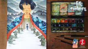 La fête des ombres, peinture de la couverture par Atelier Senôt, éditions Issekinicho