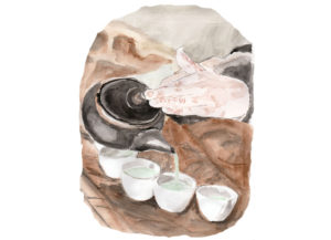 illustration de Jean-Marc Forax dans le livre Sur les chemins du thé japonais de Valérie Douniaux, éditions Iki