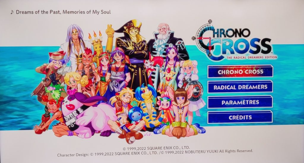 Page d'accueil de la cartouche du jeu Chrono Cross - The Radical Dreamers edition