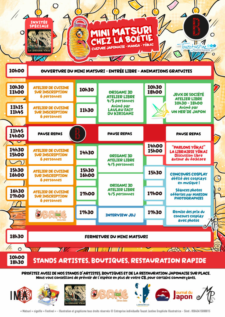 Programme du mini matsuri organisé par les éditions Obake