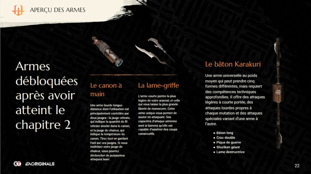 Les 3 dernières armes débloquées après le chapitre 1