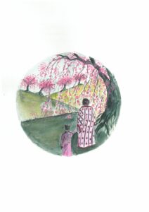 Inrô de Florence Brégeon, aquarelle intérieure