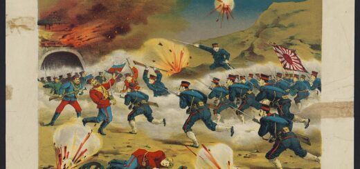 Bataille du fleuve Yalu entre les Russes et les Japonais en 1904