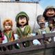 Les 5 personnages de Dragon Quest VII sur le bateau.