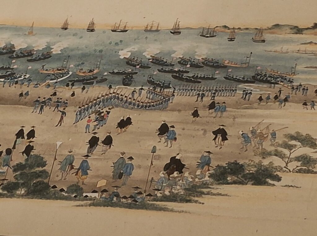 Seconde visite diplomatique américaine du Commodore Perry au Japon en 1854 de Hibata Ôsuke et Takagawa Bunsen ©David Maingot pour Journal du Japon