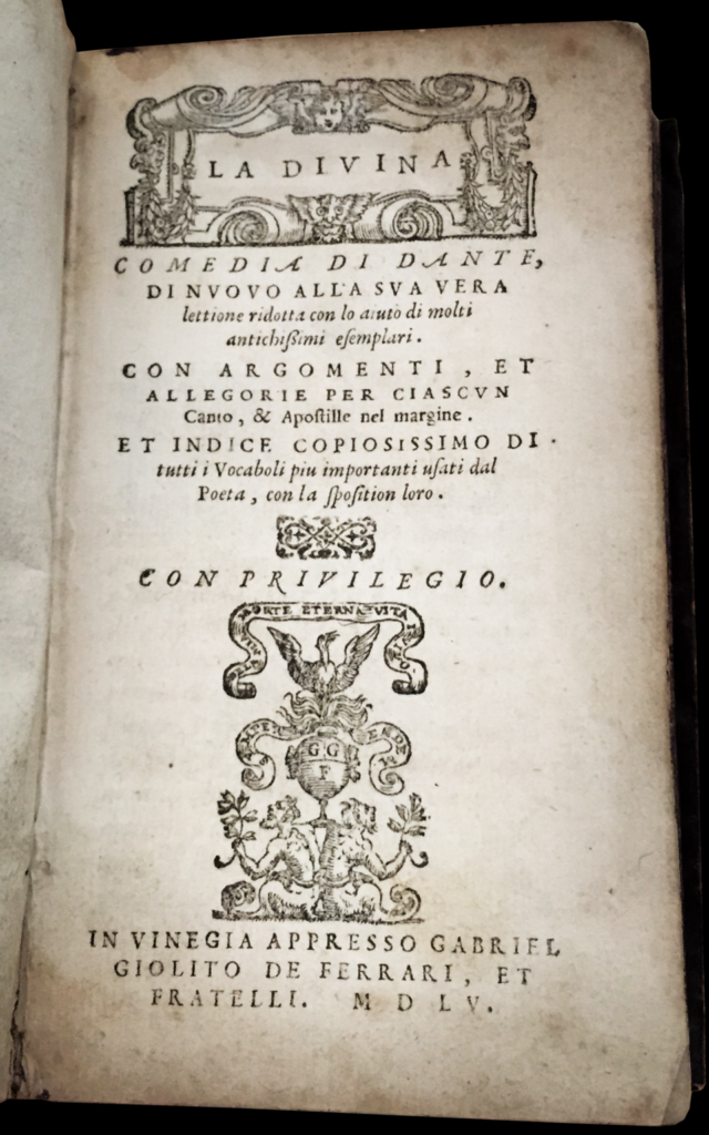Couverture de La Divine Comédie, première édition italienne.