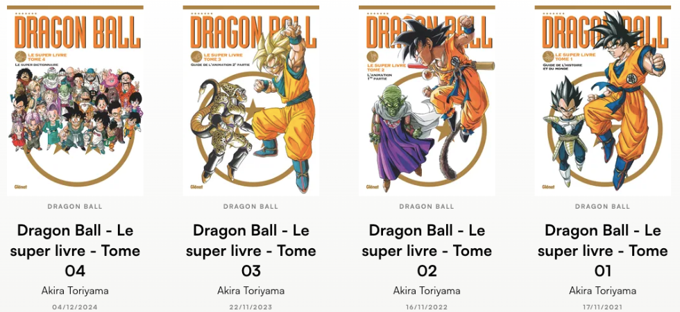 La collection complète des quatre Super Livres sur l'univers, les personnages et les lieux de la série, accompagnés d'interviews du mangaka Akira Toriyama.