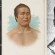 Montage consacré à Sorakichi Matsuda, pionnier oublié du puroresu, composé de trois images d’époque.