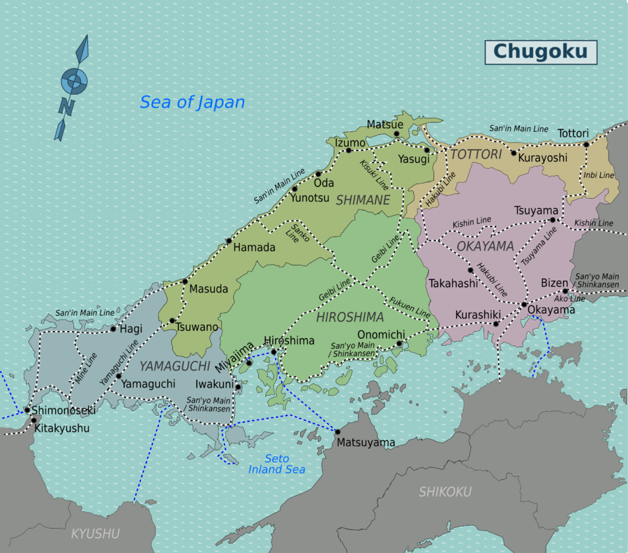 Carte Chugoku