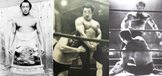 Montage de 3 photos de Rikidozan