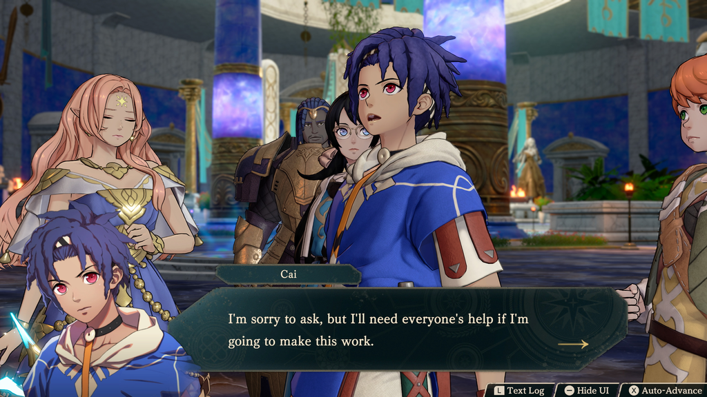 Scène mettant en avant Cai - Fire Emblem Fortune's Weave